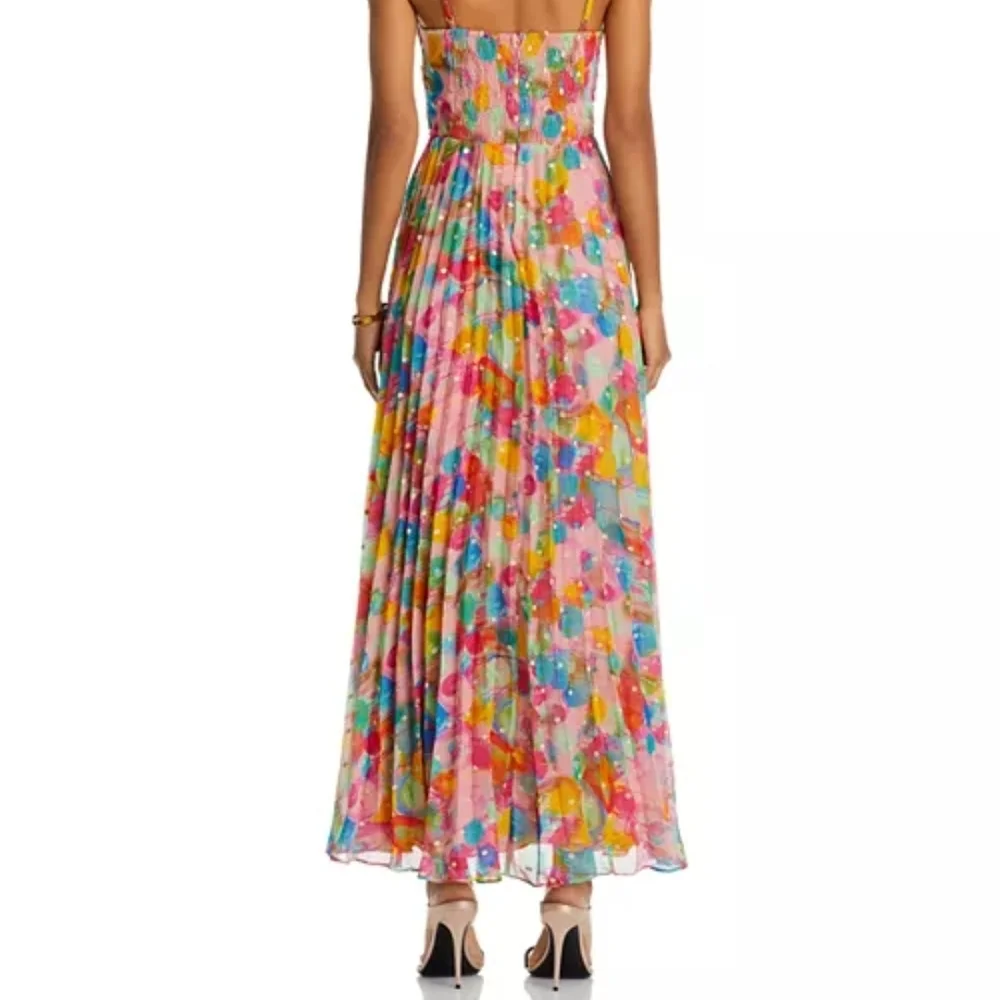 Aqua X Kerri Rosenthal Womens Maxi Dress Pink/Multi Pleated Corset Bust Size XL - Picture 2 of 13